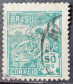 Selo Regular Cod RHM 177 Vovo Industria 50 Reis Sem Filigrana 1920 Circulado 18