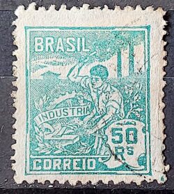Selo Regular Cod RHM 177 Vovo Industria 50 Reis Sem Filigrana 1920 Circulado 2