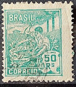 Selo Regular Cod RHM 177 Vovo Industria 50 Reis Sem Filigrana 1920 Circulado 21