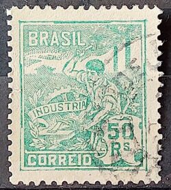 Selo Regular Cod RHM 177 Vovo Industria 50 Reis Sem Filigrana 1920 Circulado 4