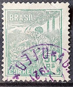 Selo Regular Cod RHM 177 Vovo Industria 50 Reis Sem Filigrana 1920 Circulado 6