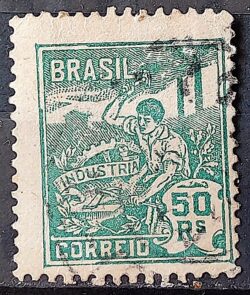 Selo Regular Cod RHM 177 Vovo Industria 50 Reis Sem Filigrana 1920 Circulado 7