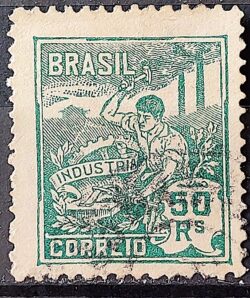 Selo Regular Cod RHM 177 Vovo Industria 50 Reis Sem Filigrana 1920 Circulado 8