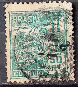 Selo Regular Cod RHM 177 Vovo Industria 50 Reis Sem Filigrana 1920 Circulado 9