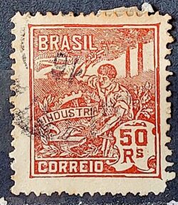 Selo Regular Cod RHM 178 Vovo Industria 50 Reis Sem Filigrana 1922 Circulado 1