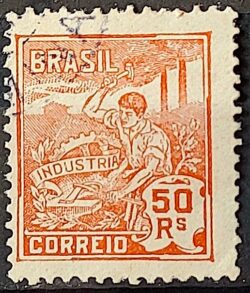 Selo Regular Cod RHM 178 Vovo Industria 50 Reis Sem Filigrana 1922 Circulado 10