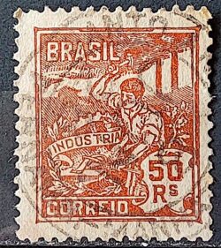 Selo Regular Cod RHM 178 Vovo Industria 50 Reis Sem Filigrana 1922 Circulado 12
