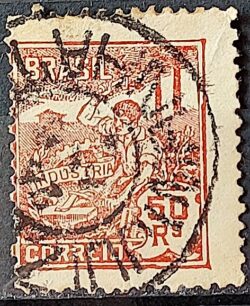 Selo Regular Cod RHM 178 Vovo Industria 50 Reis Sem Filigrana 1922 Circulado 14