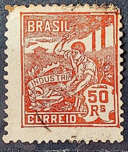 Selo Regular Cod RHM 178 Vovo Industria 50 Reis Sem Filigrana 1922 Circulado 2