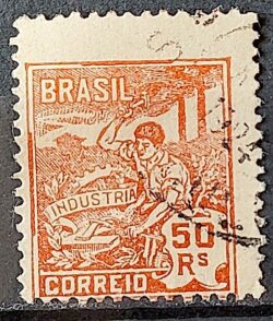 Selo Regular Cod RHM 178 Vovo Industria 50 Reis Sem Filigrana 1922 Circulado 4