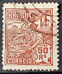Selo Regular Cod RHM 178 Vovo Industria 50 Reis Sem Filigrana 1922 Circulado 7