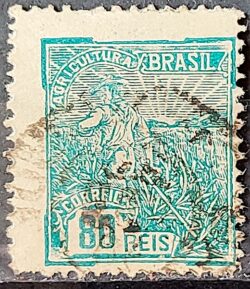 Selo Regular Cod RHM 179 Vovo Industria 80 Reis Sem Filigrana 1922 Circulado 2