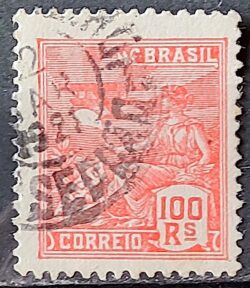 Selo Regular Cod RHM 180 Vovo Aviacao Aviao 100 Reis Sem Filigrana 1920 Circulado 3