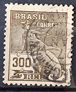 Selo Regular Cod RHM 185 Vovo Mercurio e Globo 300 Reis Sem Filigrana 1920 Circulado 1