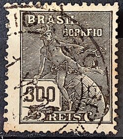 Selo Regular Cod RHM 185 Vovo Mercurio e Globo 300 Reis Sem Filigrana 1920 Circulado 2