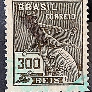 Selo Regular Cod RHM 185 Vovo Mercurio e Globo 300 Reis Sem Filigrana 1920 Circulado 4