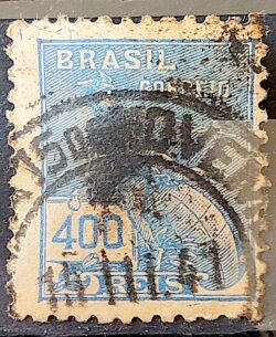 Selo Regular Cod RHM 186 Vovo Mercurio e Globo 400 Reis Sem Filigrana 1922 Circulado 7