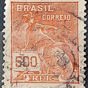 Selo Regular Cod RHM 187 Vovo Mercurio e Globo 500 Reis Sem Filigrana 1920 Circulado 13