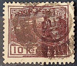 Selo Regular Cod RHM 189 Vovo Viacao Trem 10 Reis Filigrana D 1921 Circulado 1