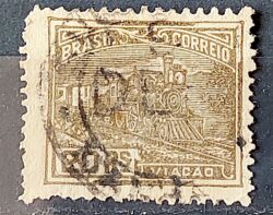 Selo Regular Cod RHM 190 Vovo Viacao Trem 20 Reis Filigrana D 1921 Circulado 2