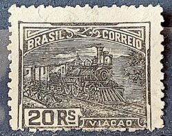 Selo Regular Cod RHM 190 Vovo Viacao Trem 20 Reis Filigrana D 1921 Circulado 4