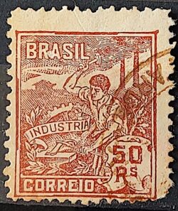 Selo Regular Cod RHM 194 Vovo Industria 50 Reis Filigrana D 1921 Circulado 2
