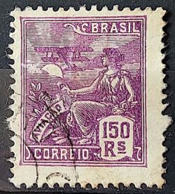 Selo Regular Cod RHM 198 Vovo Aviacao Aviao 150 Reis Filigrana D 1921 Circulado 1