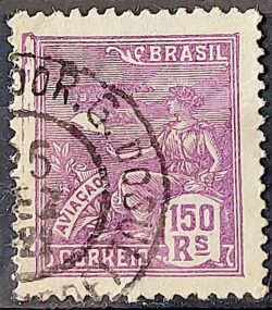 Selo Regular Cod RHM 198 Vovo Aviacao Aviao 150 Reis Filigrana D 1921 Circulado 4