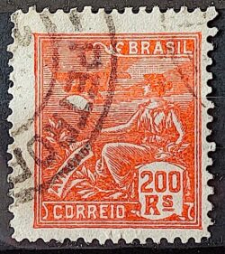 Selo Regular Cod RHM 199 Vovo Aviacao Aviao 200 Reis Filigrana D 1921 Circulado 6