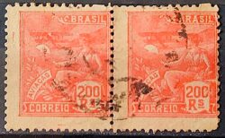 Selo Regular Cod RHM 199 Vovo Aviacao Aviao 200 Reis Filigrana D 1921 Circulado Par 1