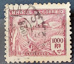 Selo Regular Cod RHM 205 Vovo Navegacao Navio 1000 Reis Filigrana D Denteacao 11,5 Nao Catalogado 1921 Circulado 4