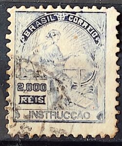 Selo Regular Cod RHM 207 Vovo Navegacao Navio 2000 Reis Filigrana D Denteacao 1921 Circulado 1