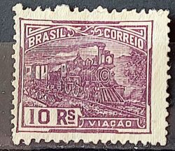 Selo Regular Cod RHM 216 Vovo Viacao Trem 10 Reis Filigrana F 1924 1