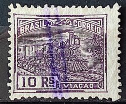 Selo Regular Cod RHM 216 Vovo Viacao Trem 10 Reis Filigrana F 1924 Circulado 10