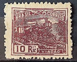 Selo Regular Cod RHM 216 Vovo Viacao Trem 10 Reis Filigrana F 1924 Circulado 5