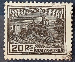 Selo Regular Cod RHM 217 Vovo Viacao Trem 20 Reis Filigrana F 1924 Circulado 1
