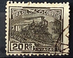 Selo Regular Cod RHM 217 Vovo Viacao Trem 20 Reis Filigrana F 1924 Circulado 11
