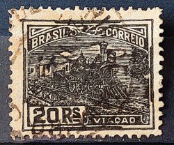 Selo Regular Cod RHM 217 Vovo Viacao Trem 20 Reis Filigrana F 1924 Circulado 2
