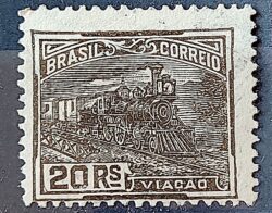Selo Regular Cod RHM 217 Vovo Viacao Trem 20 Reis Filigrana F 1924 Circulado 4