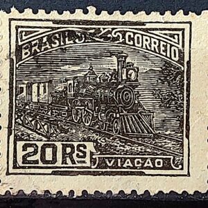 Selo Regular Cod RHM 217 Vovo Viacao Trem 20 Reis Filigrana F 1924 Circulado 6