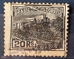 Selo Regular Cod RHM 217 Vovo Viacao Trem 20 Reis Filigrana F 1924 Circulado 7