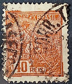 Selo Regular Cod RHM 218 Vovo Agricultura 40 Reis Filigrana F Circulado 1924 2