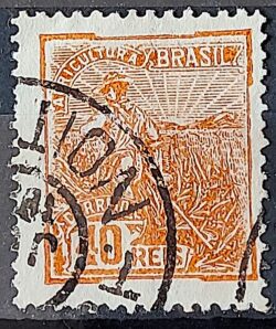 Selo Regular Cod RHM 218 Vovo Agricultura 40 Reis Filigrana F Circulado 1924 7