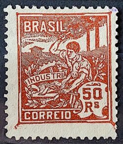 Selo Regular Cod RHM 219 Vovo Industria 50 Reis Filigrana F 1924