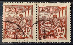 Selo Regular Cod RHM 219 Vovo Industria 50 Reis Filigrana F 1924 Circulado Par 1