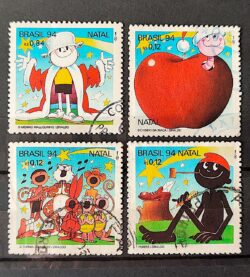 C 1928 Selo de Natal Ziraldo Menino Maluquinho Maca Saci Perere 1994 Circulado 1