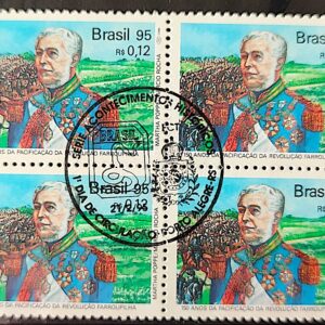 C 1934 Selo 150 Anos Pacificacao da Revolucao Farroupilha Duque de Caxias 1995 Quadra CBC RS