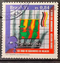 C 1967 Selo 100 Anos da Radiologia Raio X Ciencia Saude 1995 Circulado 1