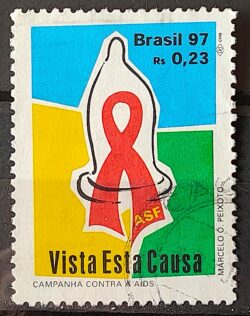 C 2028 Selo Campanha Contra a Aids Saude 1997 Circulado 2