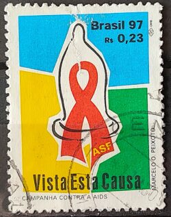 C 2028 Selo Campanha Contra a Aids Saude 1997 Circulado 3